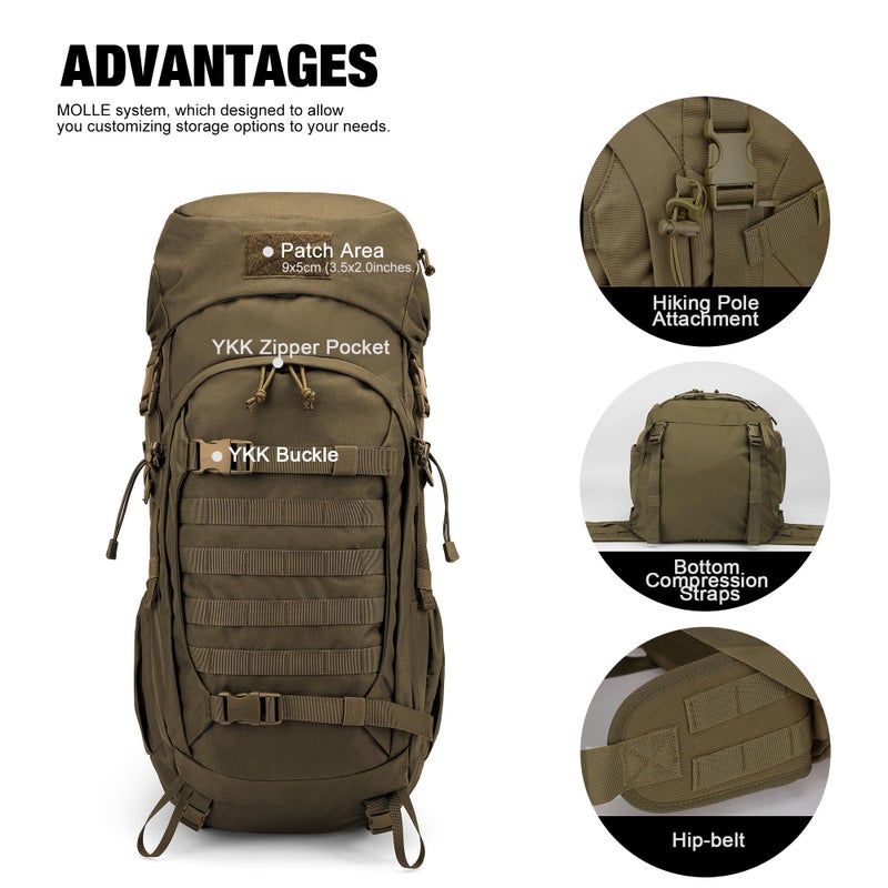 Mardingtop 50L Hiking Survival Backpack,Backpacking Backpack with Rain Cover for Hiking,Backpacking,Rucking,Camping,Survival - Image 4